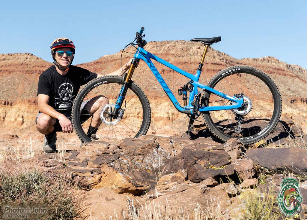 Chris Castle with the new 2020 Pivot Switchblade 29er mountain bike. 